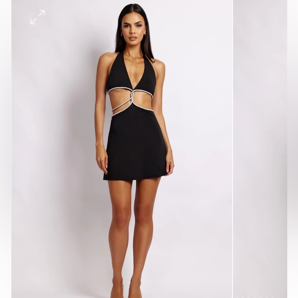 Meshki Nicha Halter Mini Dress Black Size Large Brand New with Tags